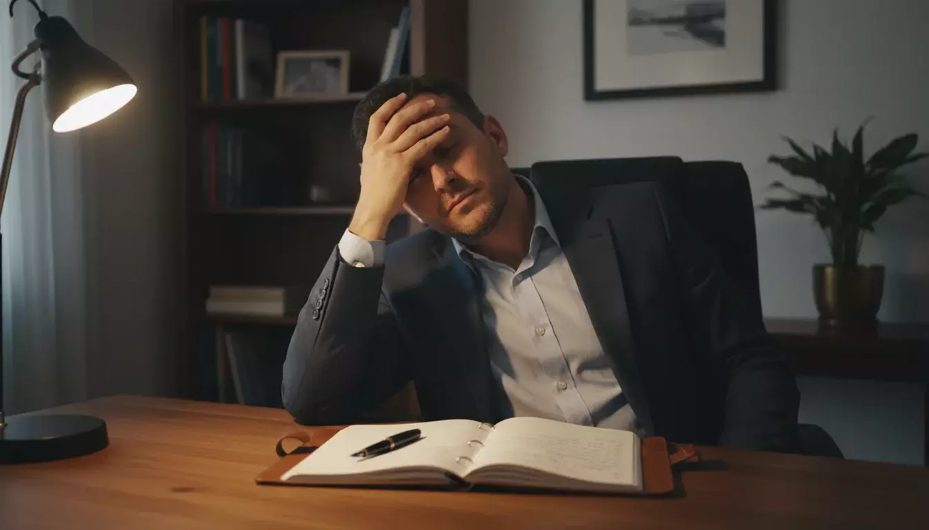 Errori scommesse calcio: uomo pensieroso davanti a un taccuino con appunti sulle scommesse