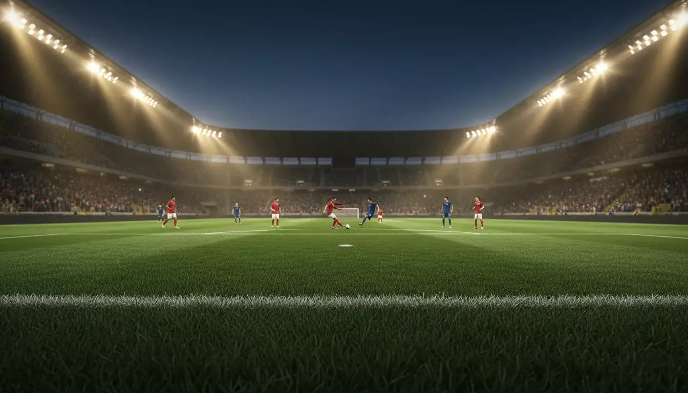 Scommesse Serie A: stadio italiano con campo da calcio illuminato durante una partita serale