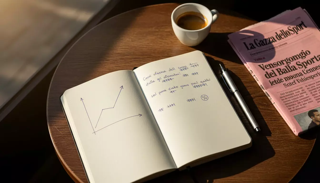 Quaderno con appunti e analisi statistiche su partite di calcio per strategie di scommesse